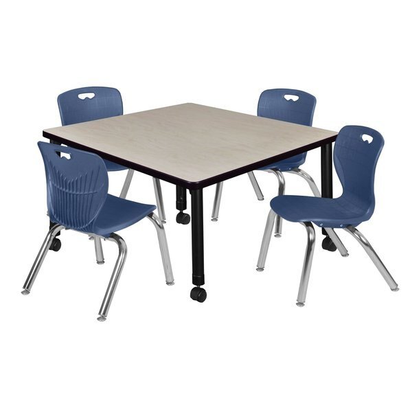 Tables > Height Adjustable > Square Mobile Table & Chair Sets, 42 X 42 X 23-34, REGENCY, Mfr# TB4242PLAPCBK45NV